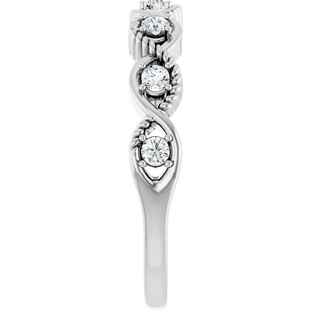 Round White Sapphire Stackable Ring in White Gold