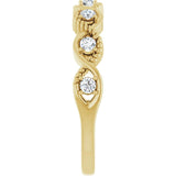 Round White Sapphire Stackable Ring in Yellow Gold