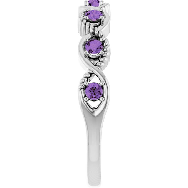 Round Amethyst Stackable Ring in Platinum