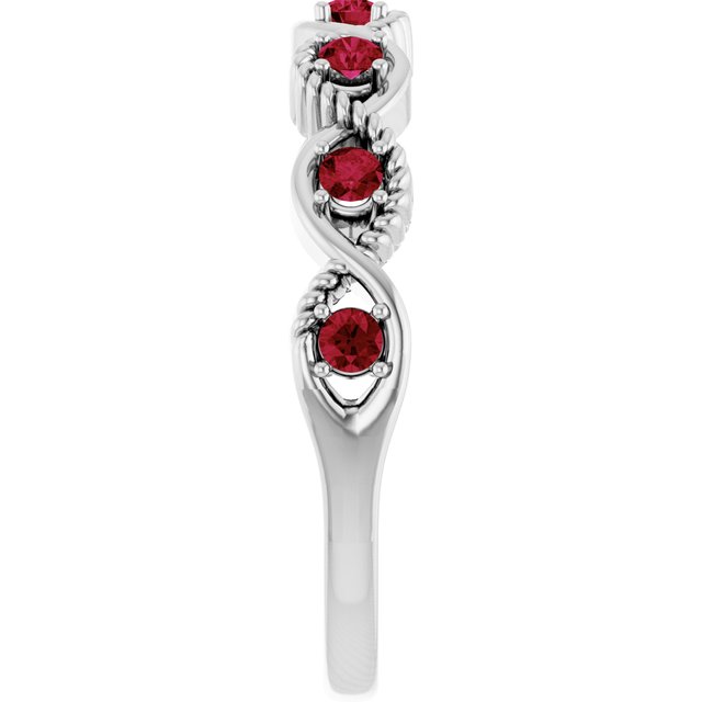Round Lab-Grown Ruby Stackable Ring in White Gold