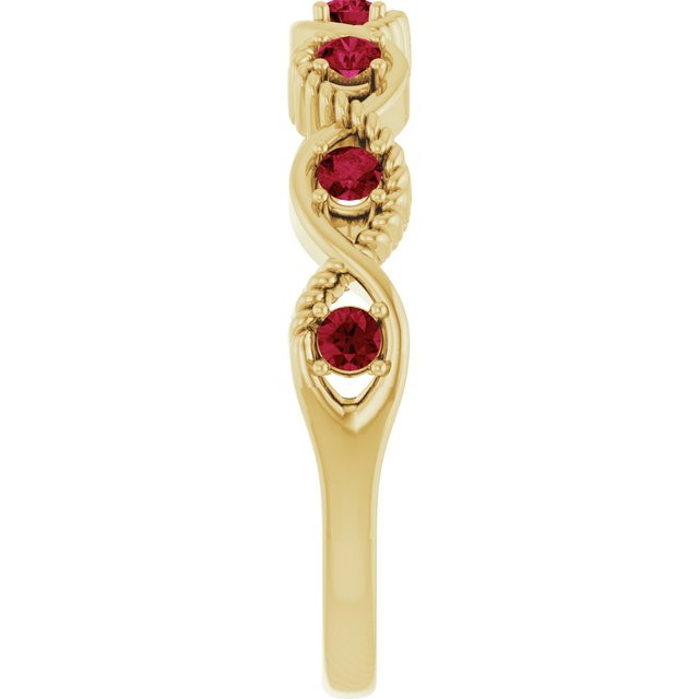 Round Lab-Grown Ruby Stackable Ring in Yellow Gold