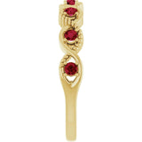 Round Lab-Grown Ruby Stackable Ring in Yellow Gold