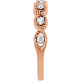 Round White Sapphire Stackable Ring in Rose Gold