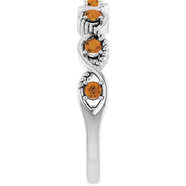 Round Citrine Stackable Ring in Platinum