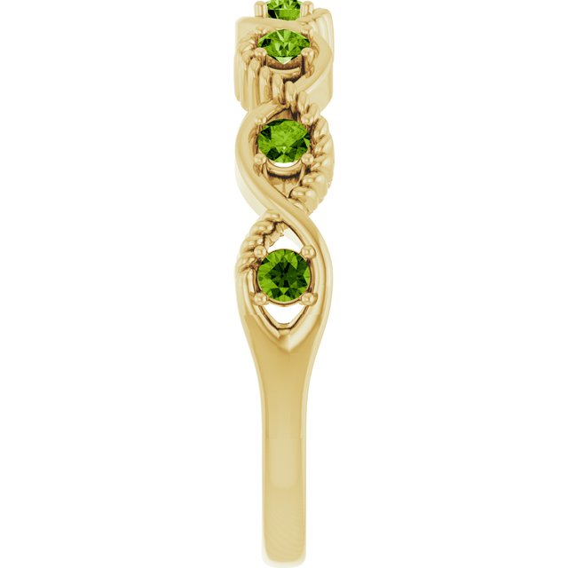 Round Peridot Stackable Ring in Yellow Gold