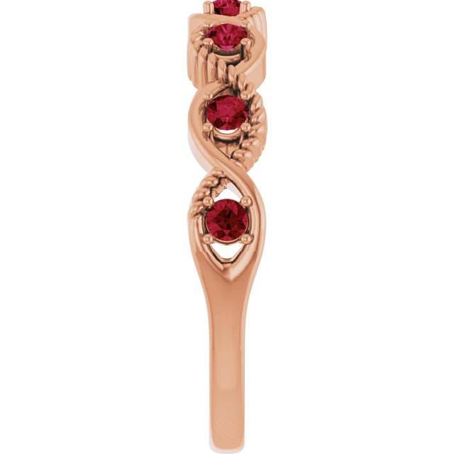 Round Lab-Grown Ruby Stackable Ring in Rose Gold