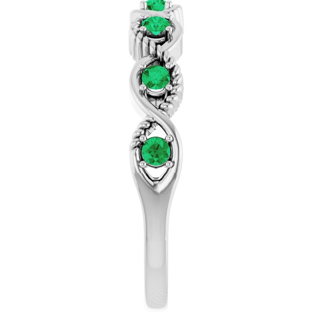 Round Lab-Grown Emerald Stackable Ring in White Gold