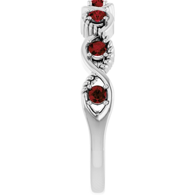 Round Mozambique Garnet Stackable Ring in Platinum