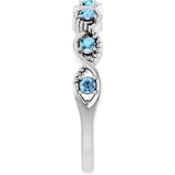 Round Aquamarine Stackable Ring in Platinum