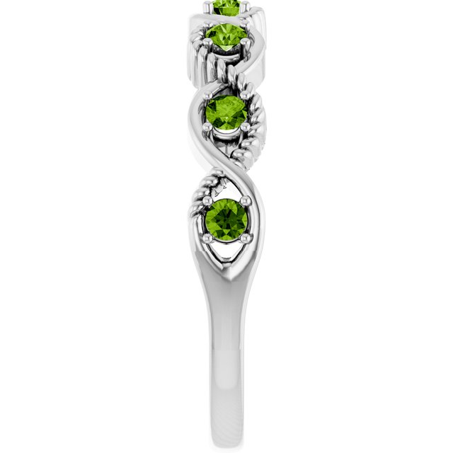 Round Peridot Stackable Ring in Platinum