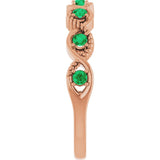 Round Lab-Grown Emerald Stackable Ring in Rose Gold