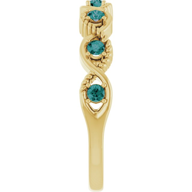 Round Alexandrite Stackable Ring in Yellow Gold