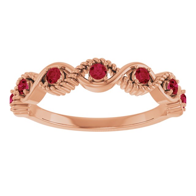 Round Lab-Grown Ruby Stackable Ring in Rose Gold