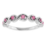 Round Pink Tourmaline Stackable Ring in Platinum