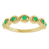 Round Lab-Grown Emerald Stackable Ring in Yellow Gold