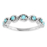 Round Blue Zircon Stackable Ring in Platinum