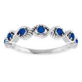 Round Blue Sapphire Stackable Ring in Platinum