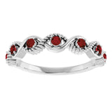 Round Mozambique Garnet Stackable Ring in Platinum