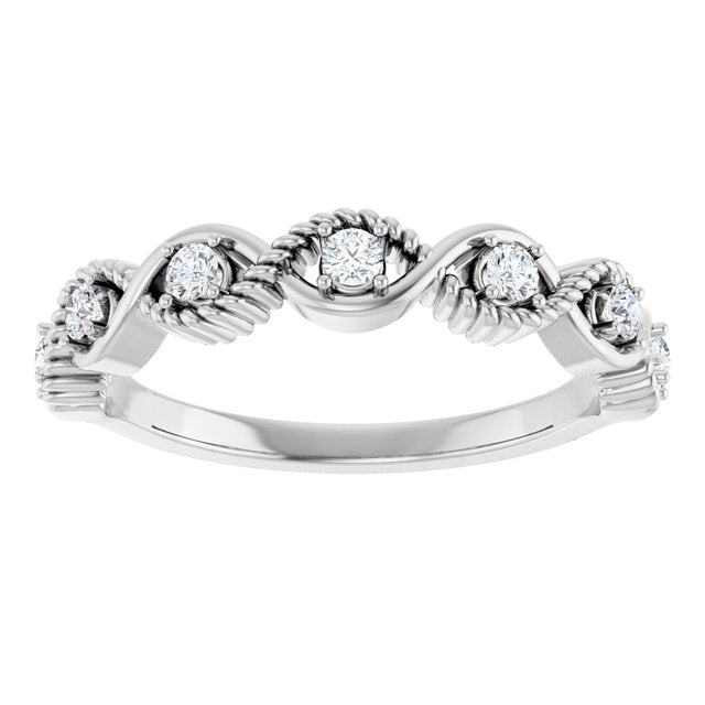Round White Sapphire Stackable Ring in White Gold