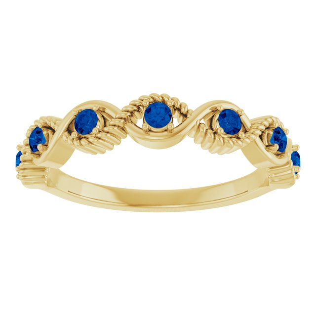 Round Lab-Grown Blue Sapphire Stackable Ring in Yellow Gold