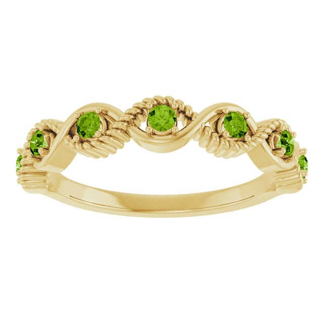 Round Peridot Stackable Ring in Yellow Gold