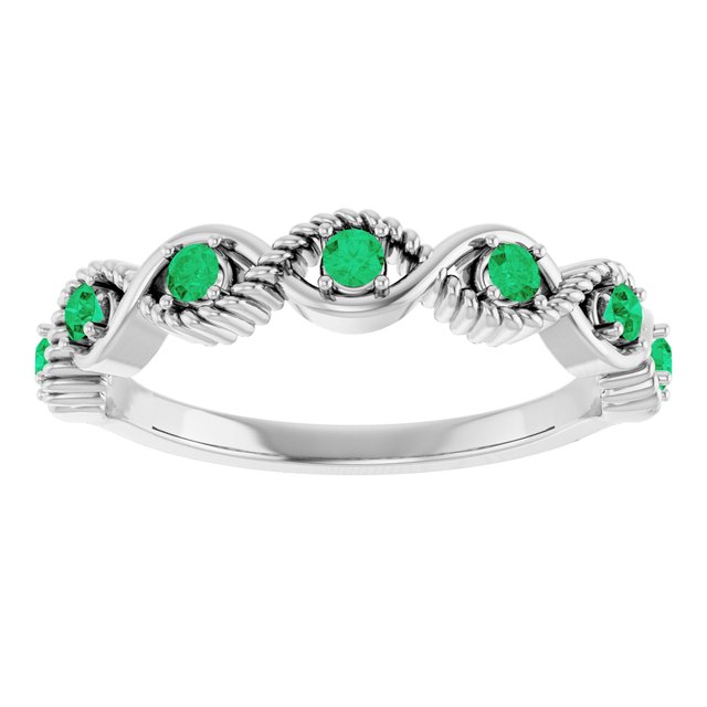 Round Lab-Grown Emerald Stackable Ring in Platinum