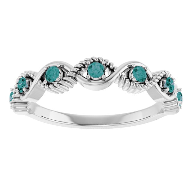 Round Alexandrite Stackable Ring in Platinum