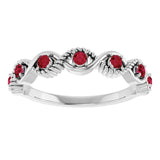 Round Lab-Grown Ruby Stackable Ring in White Gold