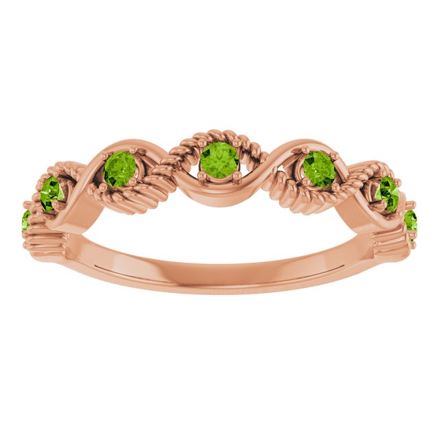 Round Peridot Stackable Ring in Rose Gold