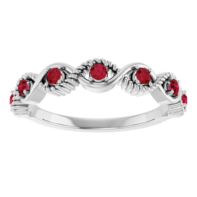 Round Lab-Grown Ruby Stackable Ring in Platinum