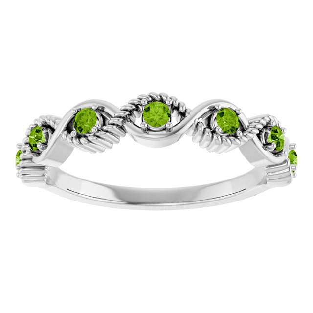Round Peridot Stackable Ring in Platinum