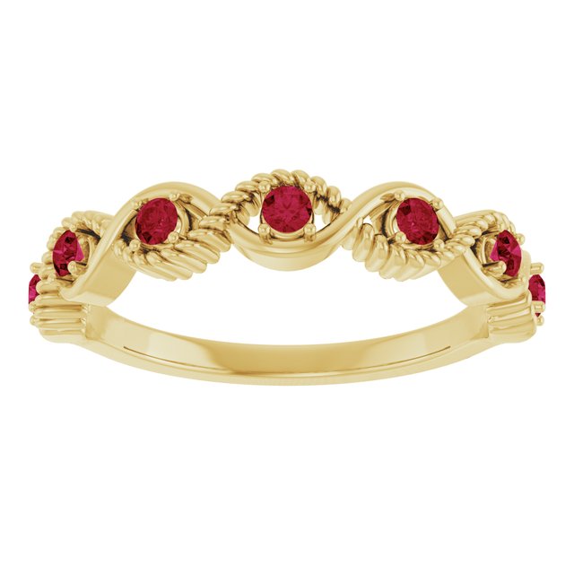 Round Lab-Grown Ruby Stackable Ring in Yellow Gold
