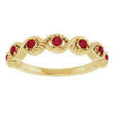 Round Lab-Grown Ruby Stackable Ring in Yellow Gold