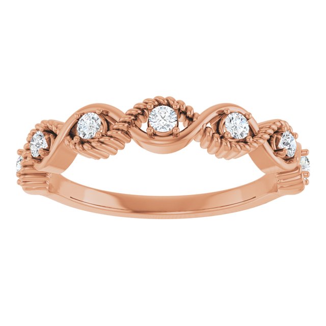 Round White Sapphire Stackable Ring in Rose Gold