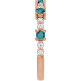 Round Lab-Grown Alexandrite & Diamond Stackable Ring in Rose Gold