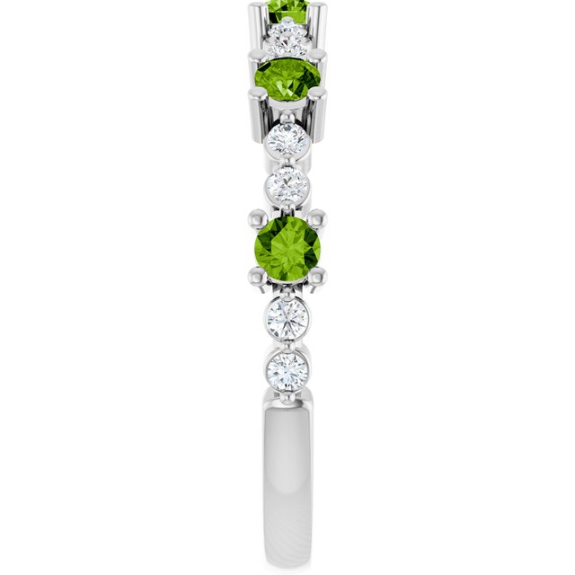 Round Peridot Stackable Ring with Diamond Accents in White Gold
