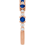 Round Blue Sapphire & Diamond Stackable Ring in Rose Gold