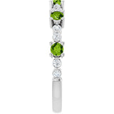 Round Peridot Stackable Ring with Diamond Accents in Platinum