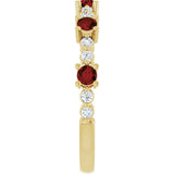 Round Mozambique Garnet & Diamond Stackable Ring in Yellow Gold