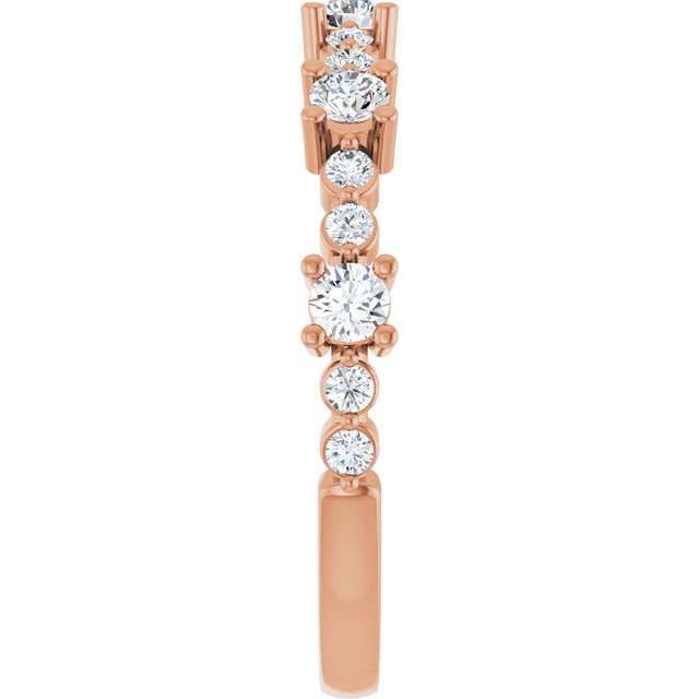 Round White Sapphire & Diamond Stackable Ring in Rose Gold
