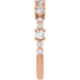 Round White Sapphire & Diamond Stackable Ring in Rose Gold
