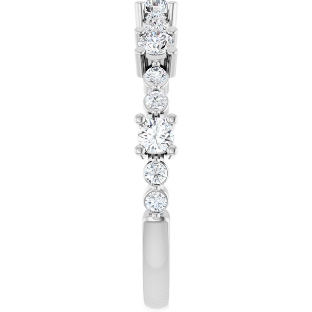 Round White Sapphire & Diamond Stackable Ring in White Gold