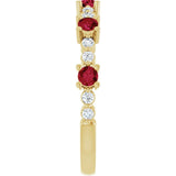 Round Ruby Stackable Ring with Diamond Accents in Yellow Gold