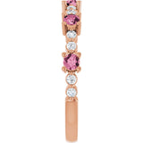Round Pink Tourmaline & Diamond Stackable Ring in Rose Gold