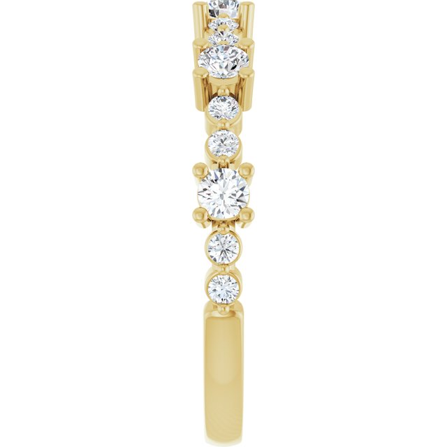 Round White Sapphire & Diamond Stackable Ring in Yellow Gold