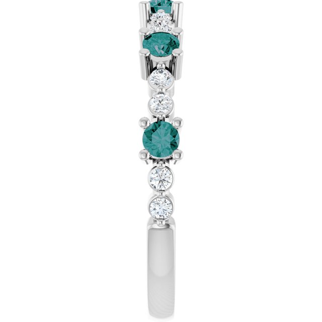 Round Alexandrite Stackable Ring with Diamond Accents in Platinum