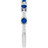 Round Blue Sapphire Stackable Ring with Diamond Accents in Platinum