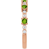 Round Peridot Stackable Ring with Diamond Accents in Rose Gold