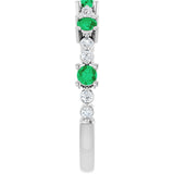 Round Lab-Grown Emerald & Diamond Stackable Ring in Platinum