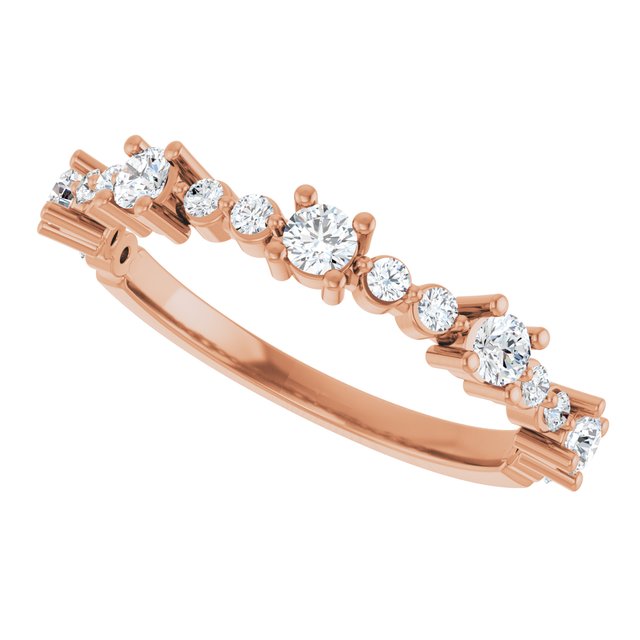 Round White Sapphire & Diamond Stackable Ring in Rose Gold